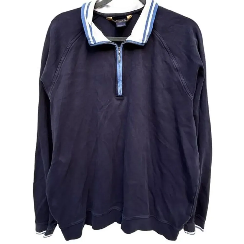 Brooks Brothers Vtg Men’s‎ Quarter Zip Pullover Navy Size XL Supima Cotton